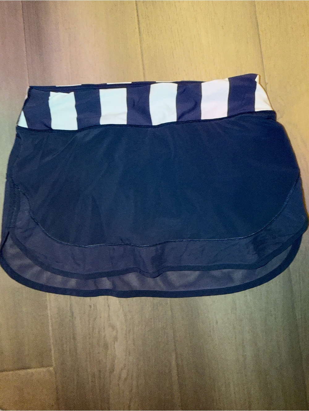 lululemon athletica Navy Skort with White-Striped Waistband